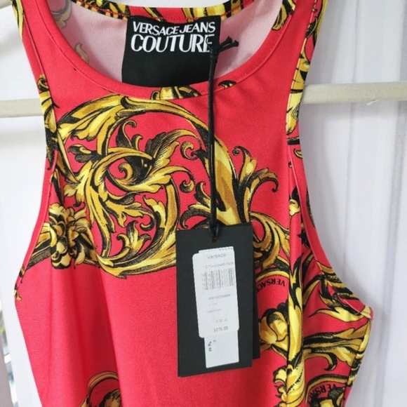 🎁HOLIDAY SPECIAL🎁NWT. VERSACE JEANS COUTURE Red&Gold Garland Mini Dress - Picture 5 of 15